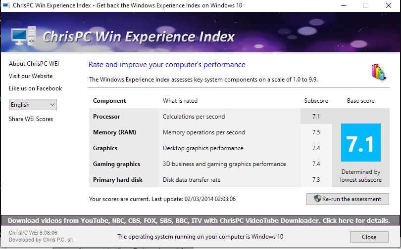 indice de performance windows 10