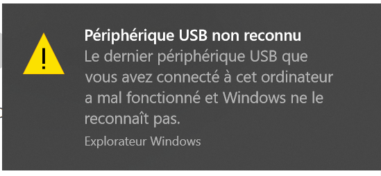 périphérique USB non reconnu