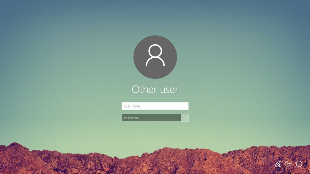 Interface de connexion Windows 10 et mot de passe