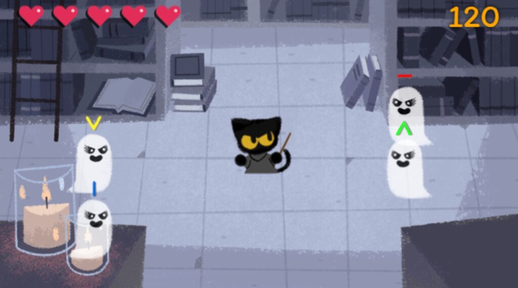Le mini-jeu Magic Cat Academy de Google